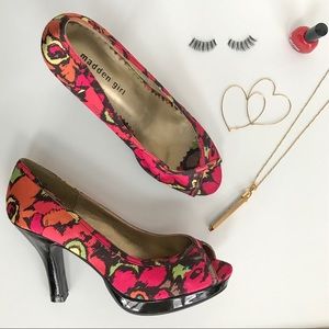 Madden Girl hot pink leopard platform heels